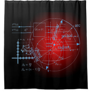 Moderne rote mathematische Geometrie-Kreisgleichun Duschvorhang