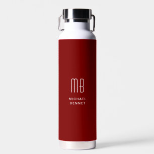 Moderne rote Monogramm Trinkflasche
