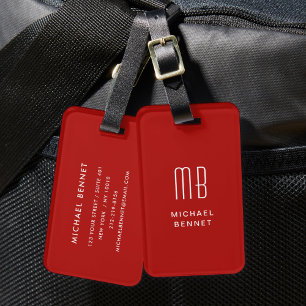 Moderne rote monogrammierte  gepäckanhänger