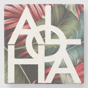 Moderne rote Palmen Aloha Hawaii Insel Steinuntersetzer