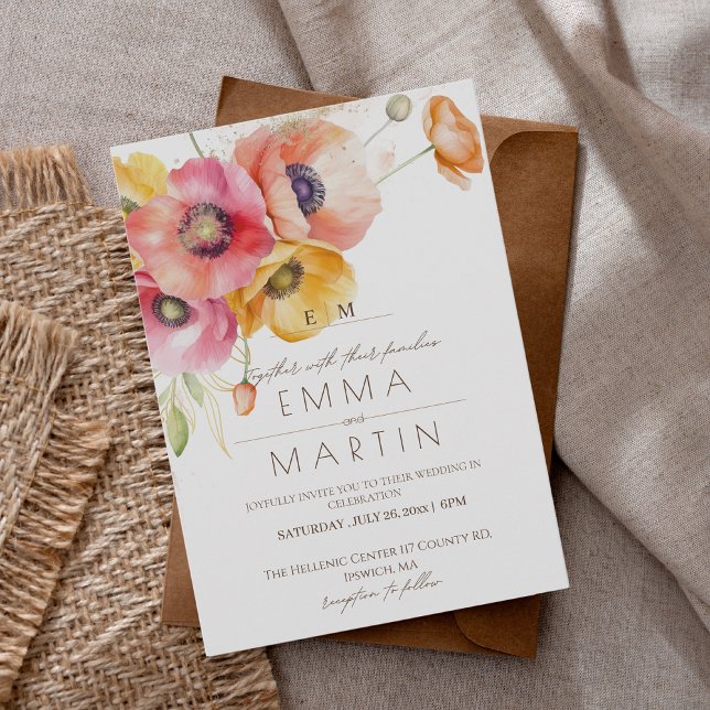 Moderne Rote Poppies Blumenhochzeit Einladung (Von Creator hochgeladen)