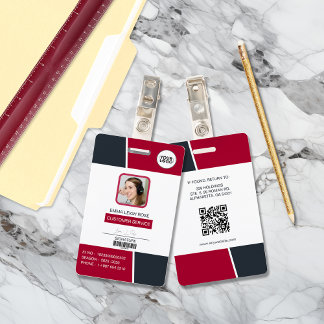 Moderne rote professionelle Mitarbeiter-Foto-ID Ausweis