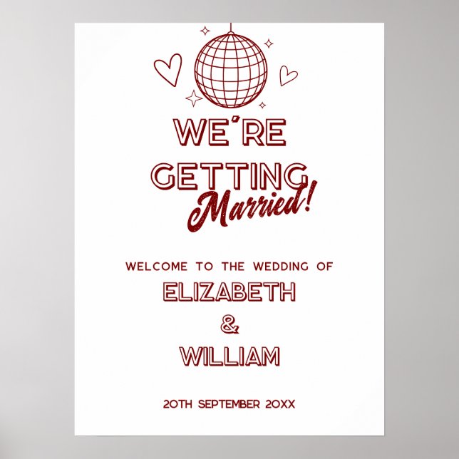 Moderne Rote Retro Disco Poster (Vorne)