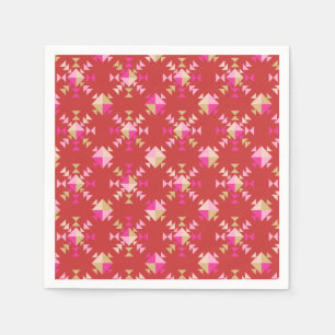 Moderne rote rosa goldene geometrische Schneeflock Serviette