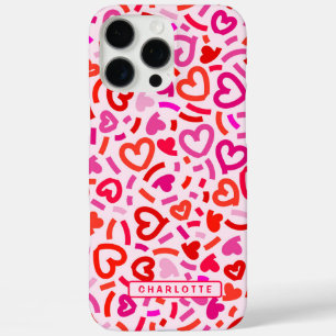 Moderne rote rosa violette romantische Liebesherz- iPhone 16 Pro Max Hülle