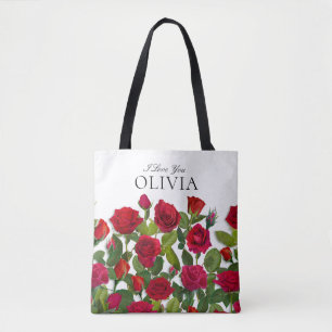 Moderne rote Rose Minimalistischer Name Ich liebe