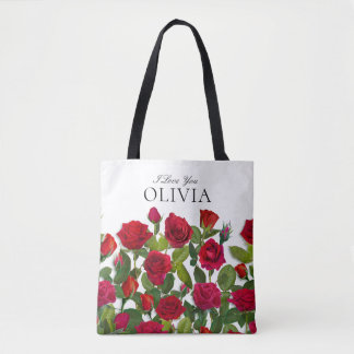 Moderne rote Rose Minimalistischer Name Ich liebe