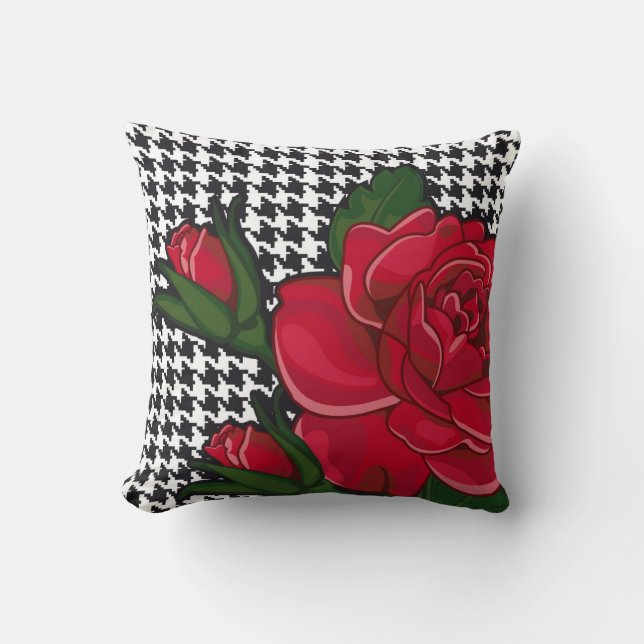 Moderne Rote Rose Pillow Style 2 Kissen (Vorderseite)