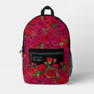 Moderne rote Rosen Garten Minimalist Ich liebe Nam Bedruckter Rucksack