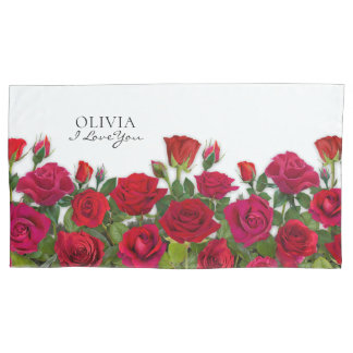 Moderne rote Rosen Garten Minimalist Ich liebe Nam Kissenbezug