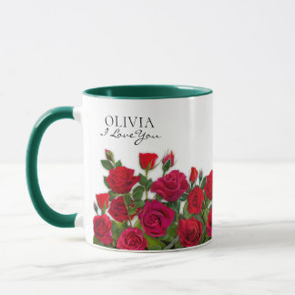Moderne rote Rosen Garten Minimalist Ich liebe Nam Tasse