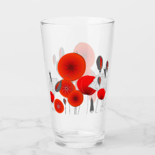 Moderne rote runde Mohnblumen Glas