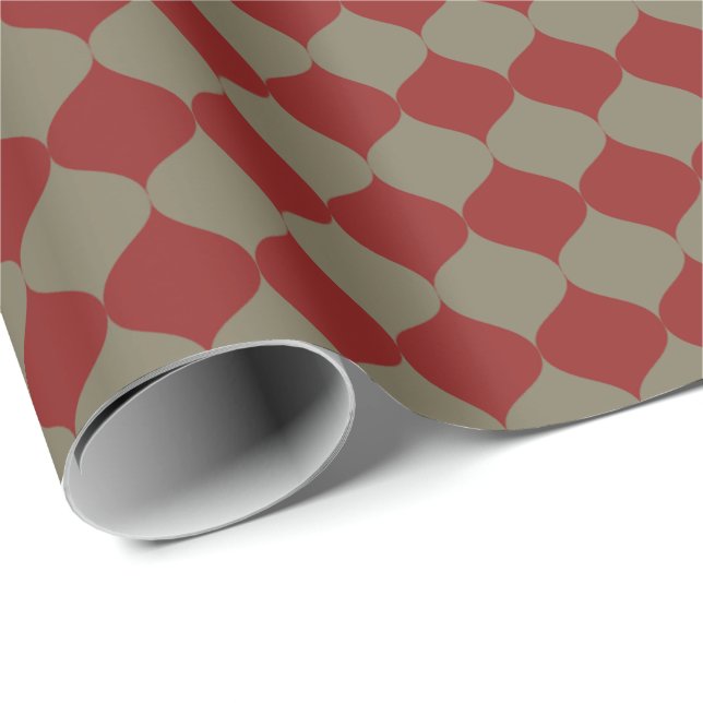 Moderne rote Salbei-Weihnachts-Ogee  Geschenkpapier (Rolleneckpunkt)