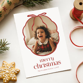 Moderne rote Schleifen-Familien-Kinder-Weihnachtsf Feiertagskarte