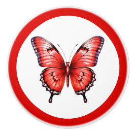 Moderne Rote Schmetterlingsknöpfe Hübsche Mädchenk Keramikknauf