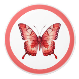 Moderne Rote Schmetterlingsknöpfe Hübsche Mädchenk Keramikknauf