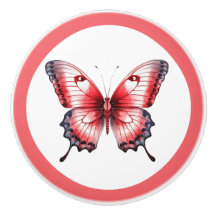 Moderne Rote Schmetterlingsknöpfe Hübsche Mädchenk