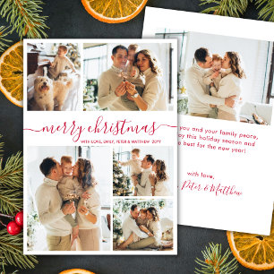 Moderne rote Schrift 5 Foto-Collage Weihnachten