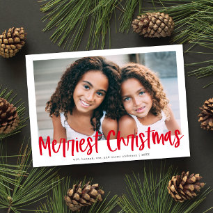Moderne Rote Schrift Einfacher Weihnachts-Foto Url Feiertagskarte