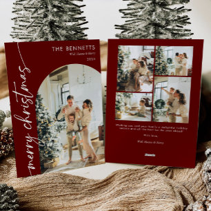 Moderne rote Schrift Frohe Weihnachten Bogen Foto