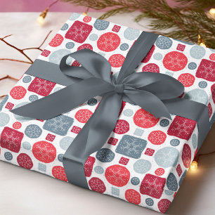 Moderne rote Silber-Schneeflocken-Weihnachtsmuster Geschenkpapier