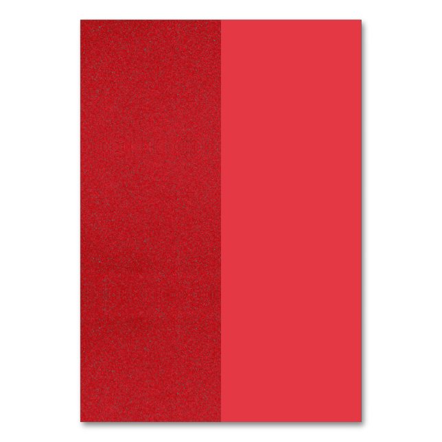 Moderne rote Split-Tischkarte – Anpassbar Tischnummer (Vorderseite)