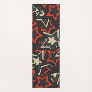Moderne Rote Stars Cooles Grunge-Muster Yogamatte