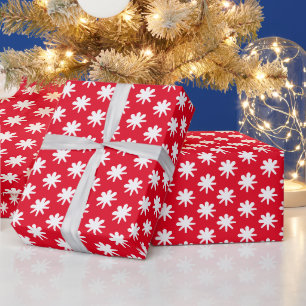 Moderne Rote Sterne Schneeflocken Muster Urlaub Geschenkpapier