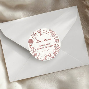 Moderne rote That's Amore italienische Hochzeitsdu Runder Aufkleber