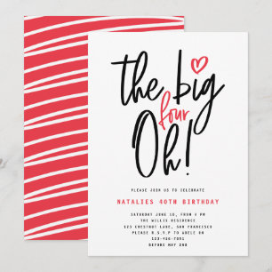 Moderne rote Typografie 40. Geburtstag Party