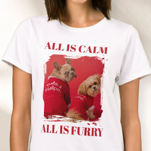 Moderne rote Typografie Lustiges Haustierfoto Weih T-Shirt