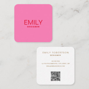 Moderne rote Typografie Rosa Quadratische Visitenkarte
