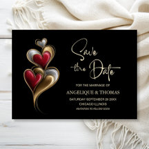 Moderne rote und goldene Herzen Hochzeit 'Save the