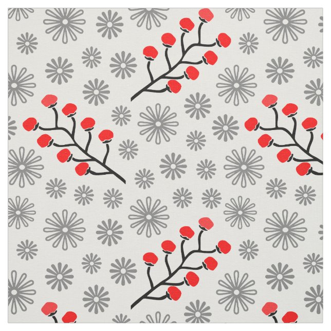 Moderne rote und graue Baumwolle (56" Breite) Stoff (Muster)