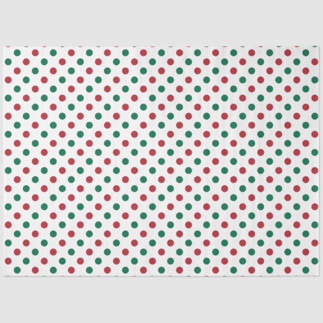 Moderne rote und grüne Polka Dots Weihnachten Seidenpapier (Vorderseite)