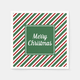 Moderne rote und grüne Schrift frohe Weihnachten Serviette