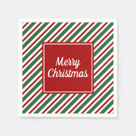 Moderne rote und grüne Streifen Weihnachten Serviette
