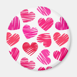 Moderne rote und rosa doodled Hearts Valentine Magnet