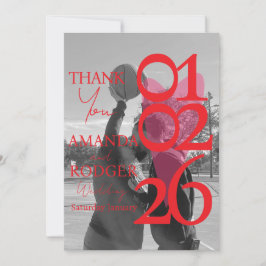 Moderne rote und rosa Typografie  Dankeskarte