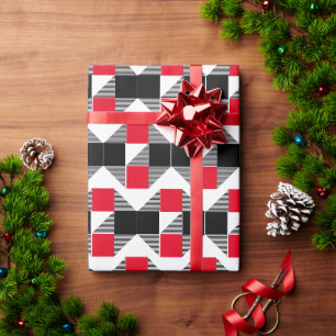 Moderne rote und schwarze geometrische Farbblöcke Geschenkpapier