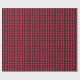 Moderne rote und schwarze Gingham Frohe Weihnachte Geschenkpapier