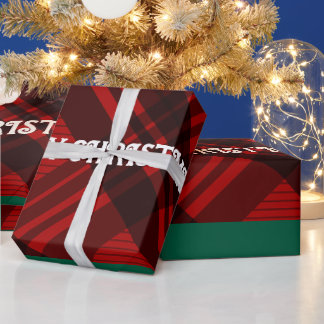 Moderne rote und schwarze Karos Geschenkpapier