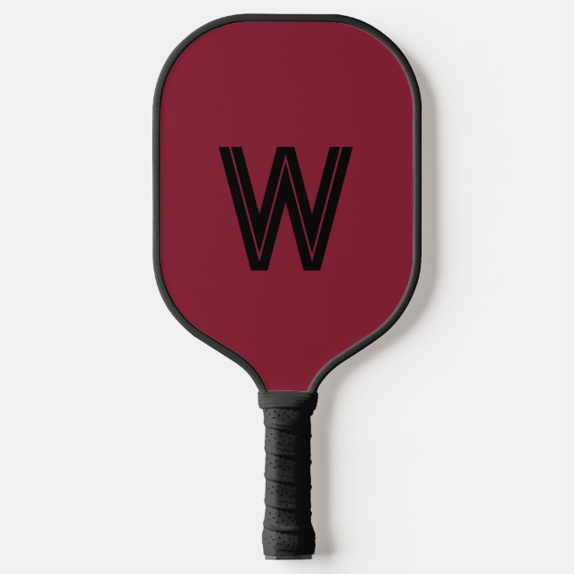 Moderne rote und schwarze Monogrammanfangsbuchstab Pickleball Schläger (Vorderseite)
