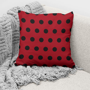 Moderne rote und schwarze Punkte Muster Kissen