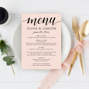 Moderne Röte und schwarze Schrift Hochzeit Menükarte
