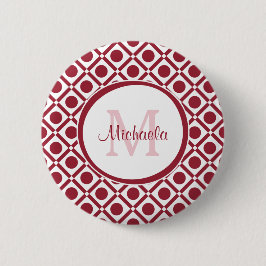 Moderne rote und weiße geometrische Monogramm und  Button