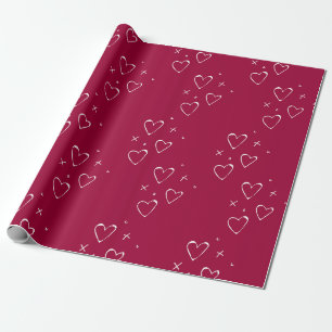 Moderne rote und weiße Herzen Valentinstag Küsse Geschenkpapier