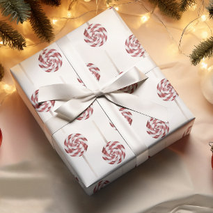 Moderne rote und weiße Lollipop-Weihnachten Geschenkpapier