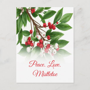 Moderne rote und weiße Mistel-Weihnachtsgrüße Postkarte