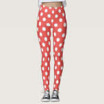 Moderne rote und weiße Polka-Punkte-Muster Leggings<br><div class="desc">Bruch mit modernen roten und weißen Polka Punkte, Flecken, Muster.
Modernes, trendiges Legging.
Polka Punkte ist wieder der neue Trend.</div>